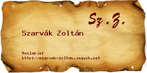Szarvák Zoltán névjegykártya